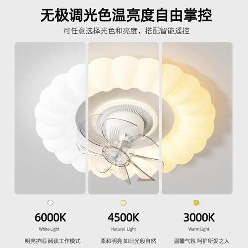 跨境风扇灯新款女孩房间吸顶网红奶油风风扇灯卧室中山工厂风扇灯
