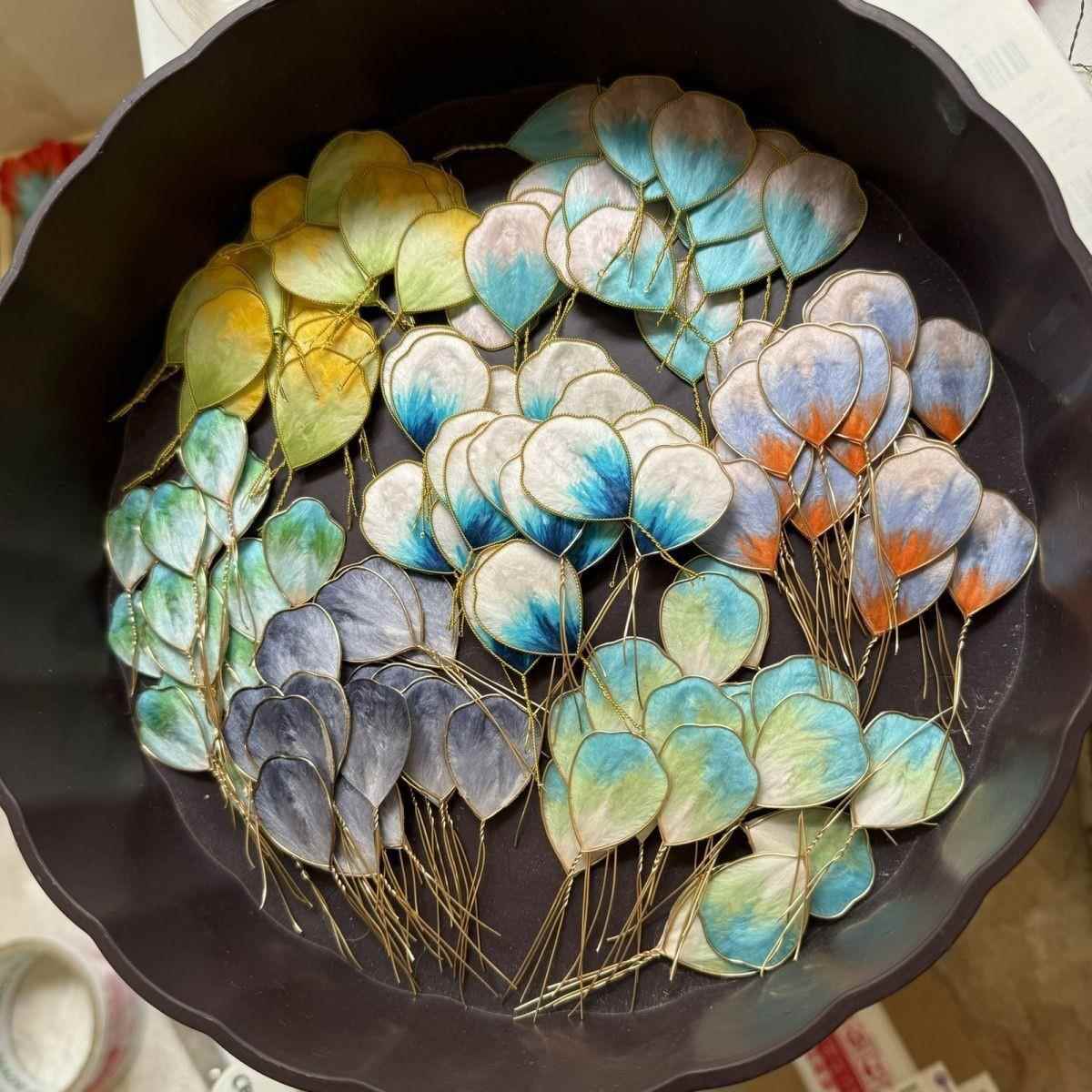 非花瓣绒花簪汉服发半成品纯手制DYR作半成遗品丝工绒掐