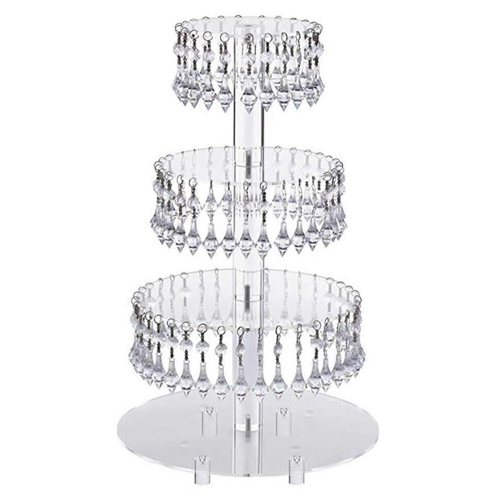 4层圆形亚克力蛋糕架水晶串珠蛋糕台多层装饰用品摆架Cake stand