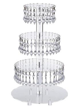 4层圆形亚克力蛋糕架水晶串珠蛋糕台多层装饰用品摆架Cake stand