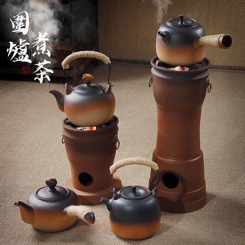 覆古落地煮炭炉高款烟囱碳电两用老式小火炉取暖木炭烧水功夫泡茶