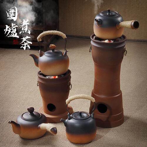 复古落地煮炭炉高款烟囱碳电两用老式小火炉取暖木炭烧水功夫泡茶