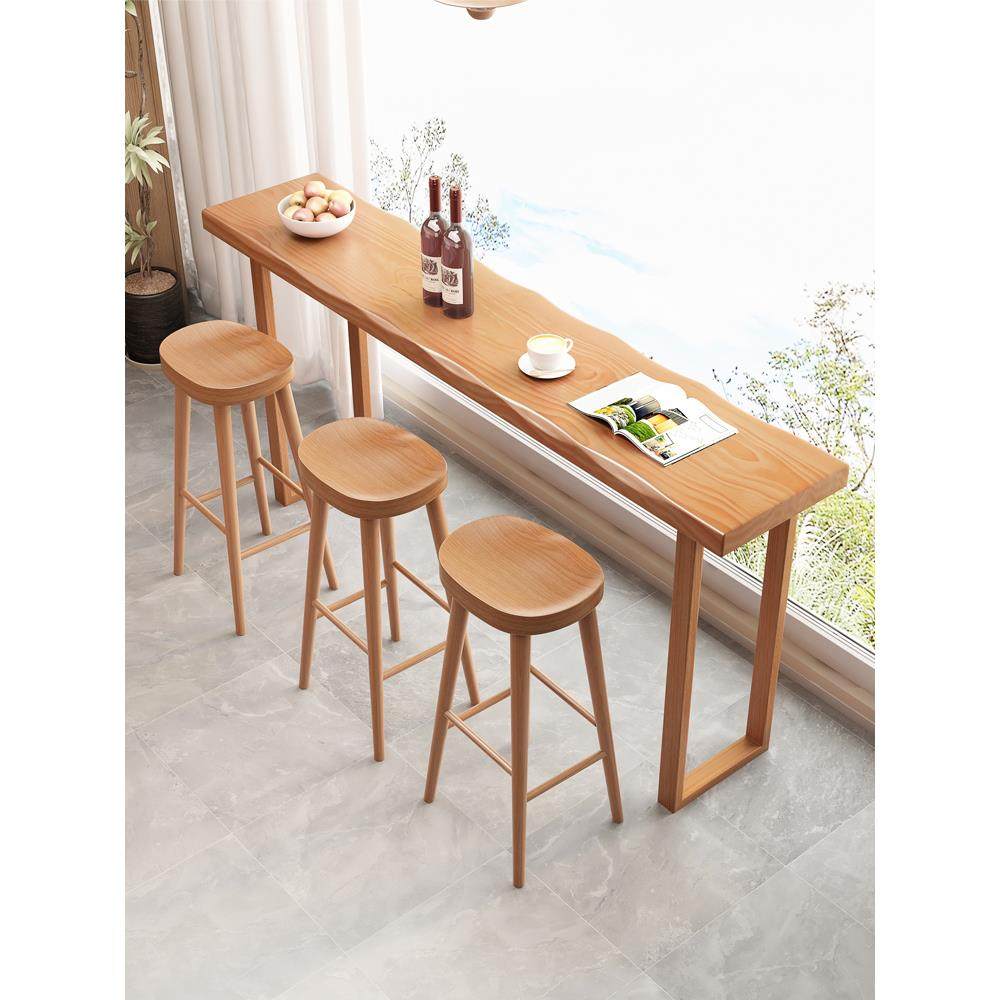 北欧简约实木吧台桌家用阳台高脚桌靠墙长条桌咖啡厅酒吧桌椅组合,商业/办公家具,酒吧台,淘宝优惠券,粉丝福利购,淘宝优惠卷