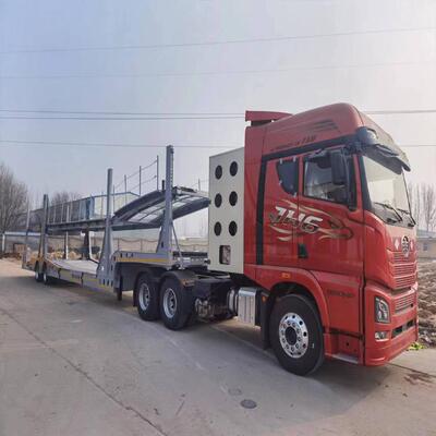 出口乌兹克斯坦轿运车 笼车运输半挂车 小轿车运输车