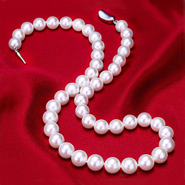 天然珍珠项链女时尚母贝正圆锁骨链送妈妈婆婆母亲节生日礼物颈链