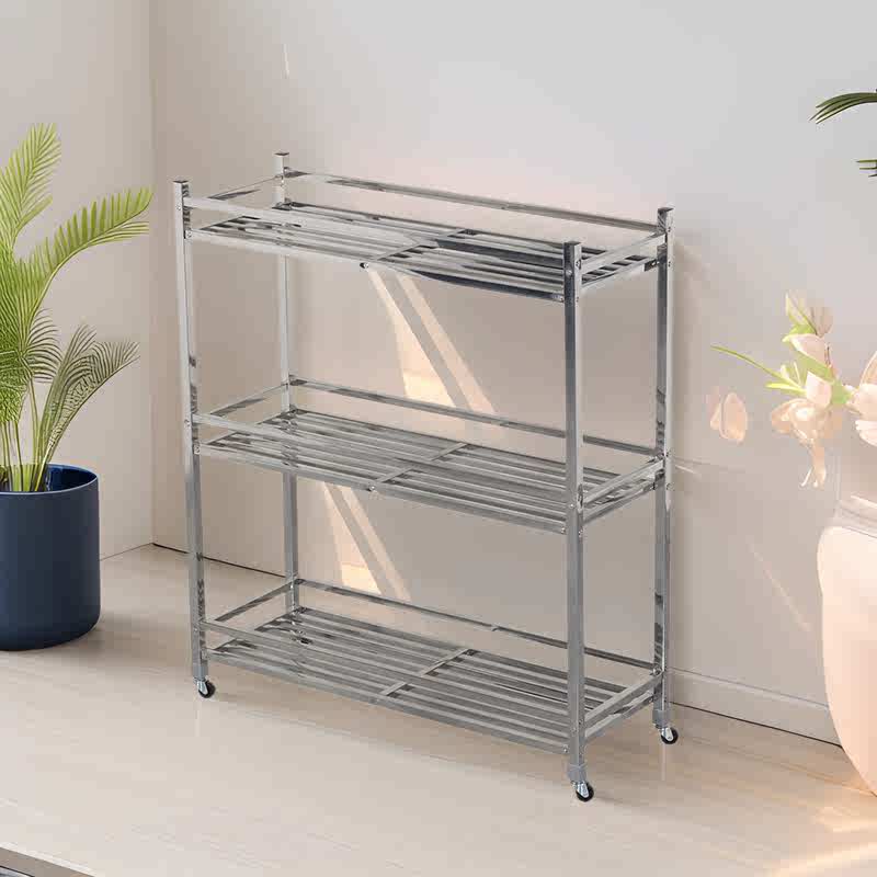 不锈钢花架带轮子加宽多层省空间家用阳台置物架户外可移动盆架子