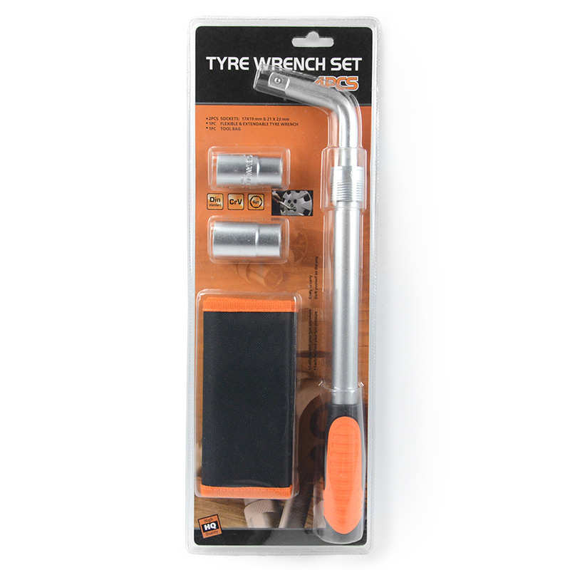 4件套轮胎扳手组套 可伸缩轮胎扳手套装适合17cm19cm21cm23cm螺母