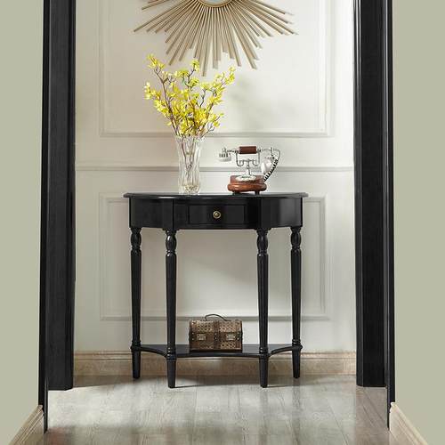 实木玄关桌美式过道柜玄关桌子玄关置物台入户条案新中式半圆桌