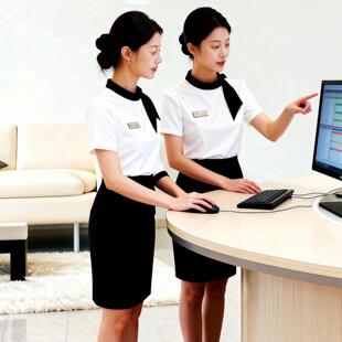 美容院工作服女夏季高端新美业酒店前台养生馆美容师气质工装新款