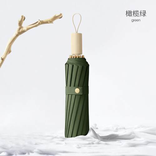 高档胶款三新折16骨折叠伞加大晴雨两用雨伞日抗系小清新风伞木柄
