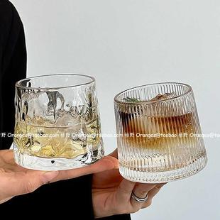 小众覆古威士忌酒杯洋酒杯冰美式拿铁杯咖啡杯冷萃杯饮品杯玻璃杯