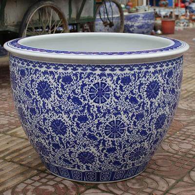 新款陶瓷鱼缸青花瓷1乌米特水缸门海庭院室外金鱼大瓷缸花睡莲荷