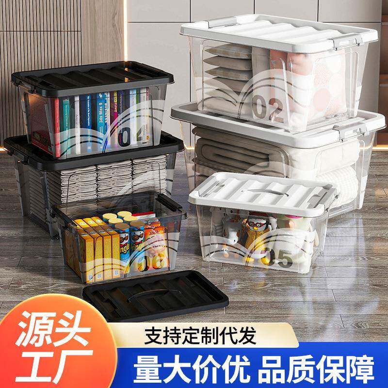 收纳箱家用储物箱透明杂物玩具收纳盒大号衣服整理箱零食塑料箱子
