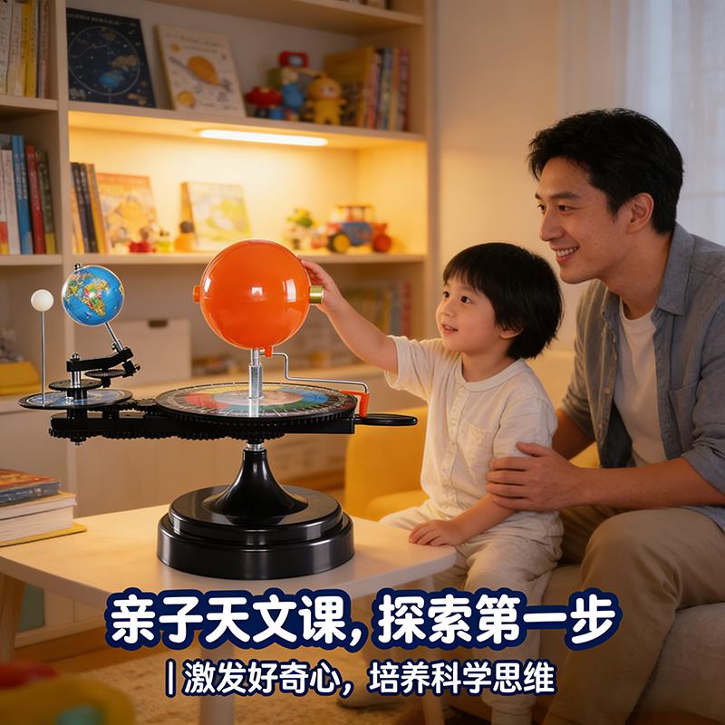 太阳月亮地球三球运行仪 带灯初高中学生用教学模拟仪器 三球仪模