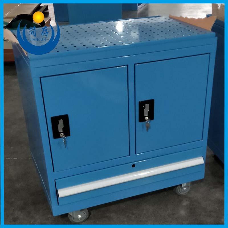 移动型置物柜 单开门抽屉式工具车 五金挂板移动存放车重型工具柜