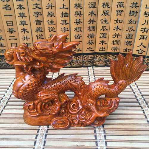 木雕龙摆件黑檀花梨实木雕刻神兽木质工艺品家居客厅摆饰厂家