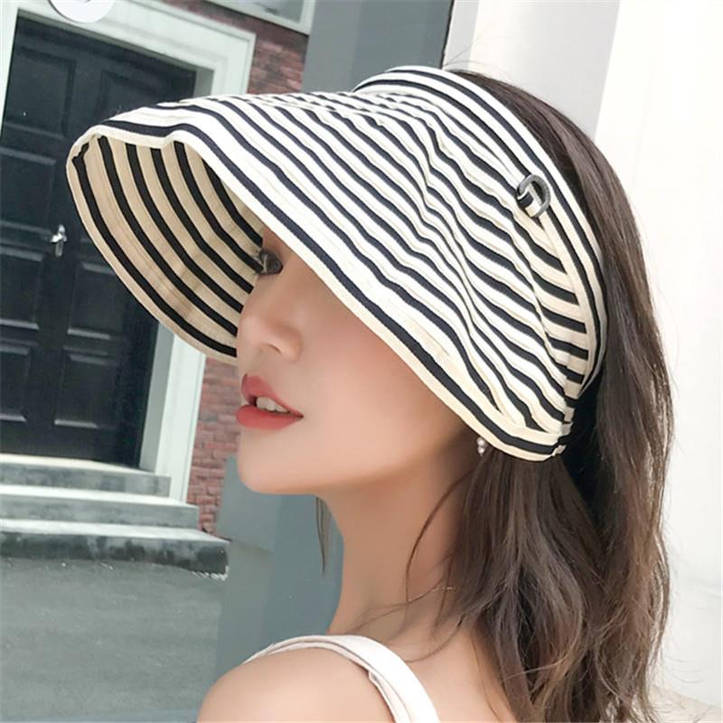 新款黑胶空顶防晒帽子女夏天薄款大檐遮阳帽太阳渔夫帽潮