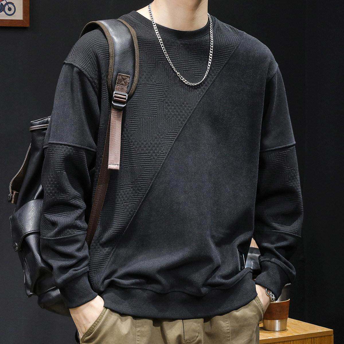 潮牌1212加绒卫衣男春秋款拼接男款衣服秋季新款男士长袖大码男装