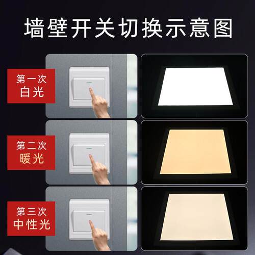 TRIAC可控硅110v三色变光平板灯600x600集成吊顶ed灯轻钢龙骨600x