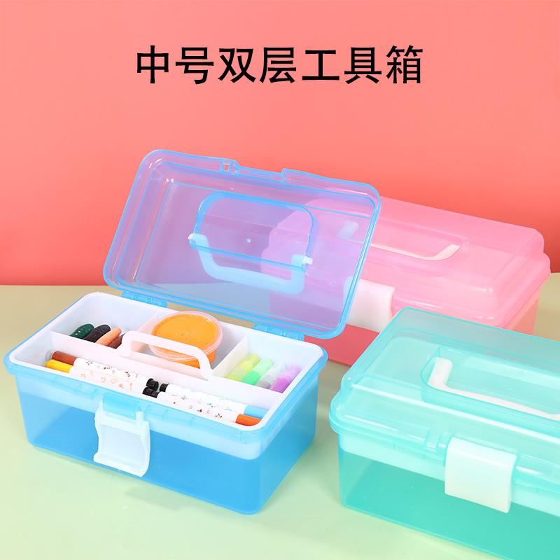 599工具箱手提双层水粉颜料箱美术绘画两层层收纳美甲箱整理箱