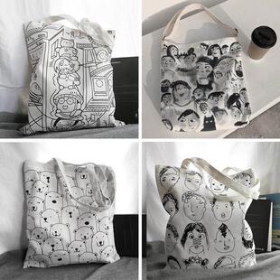 canvas comic bag female korean wind shoulder cartoon