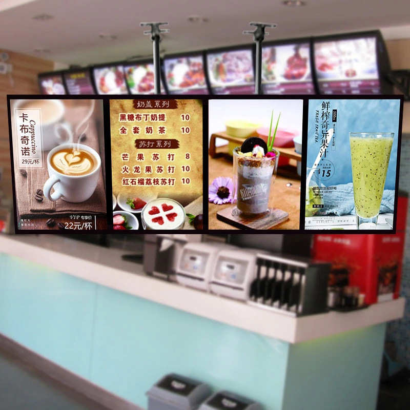 奶茶店广告灯箱 吧台点餐电视灯箱超薄菜牌灯箱LED价目表灯箱