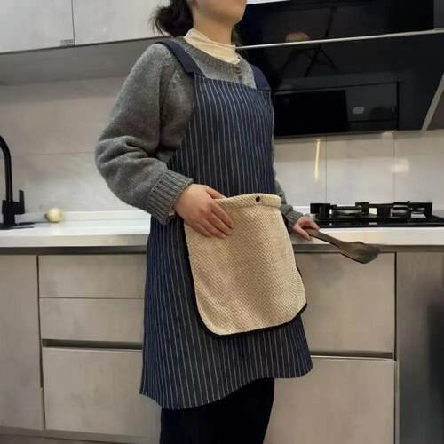 可擦手兜围裙厨房家用新款防脏高级感做饭围裙厨房防水做饭围裙lx
