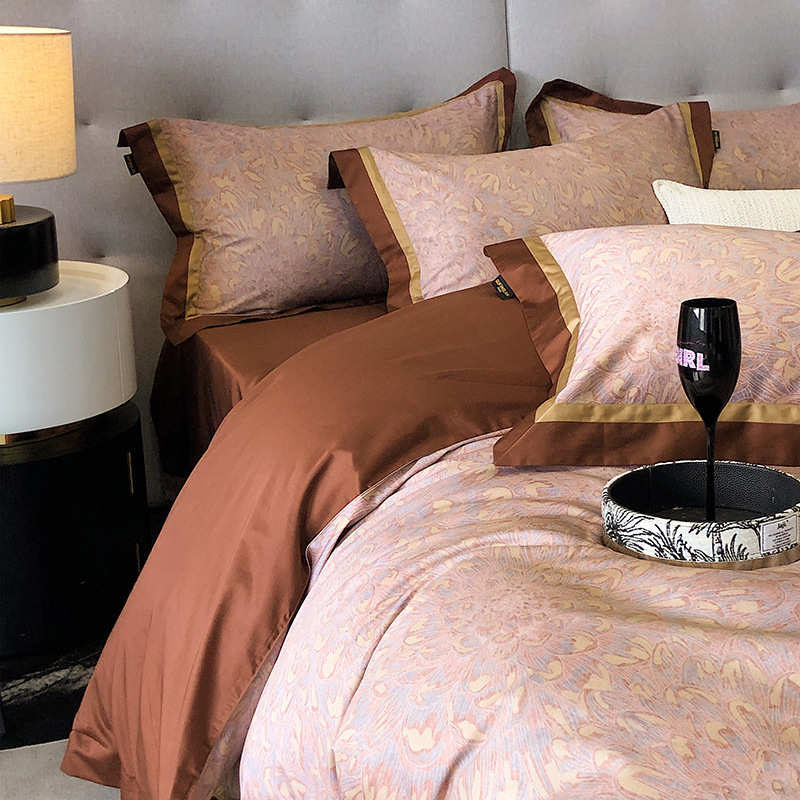 支件套长绒棉美式套件.1被套感氛围印花拼接高档床床笠8四奢120轻