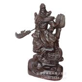 50CM黑檀站龙跨步关公 实木雕刻摆件