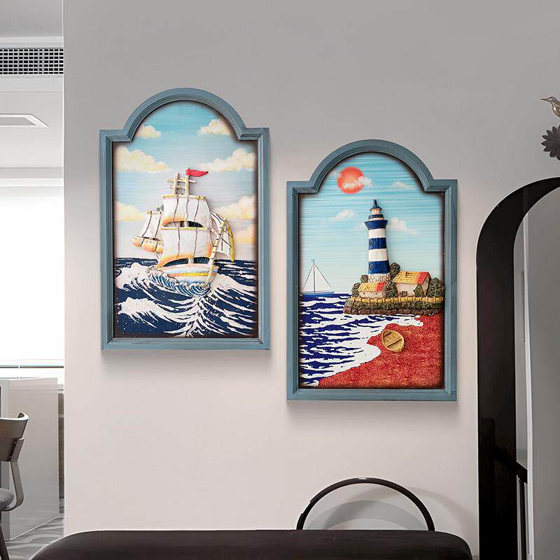 地中海风覆古立体浮雕挂画 画有框画 画客厅沙发背景墙面装饰壁饰