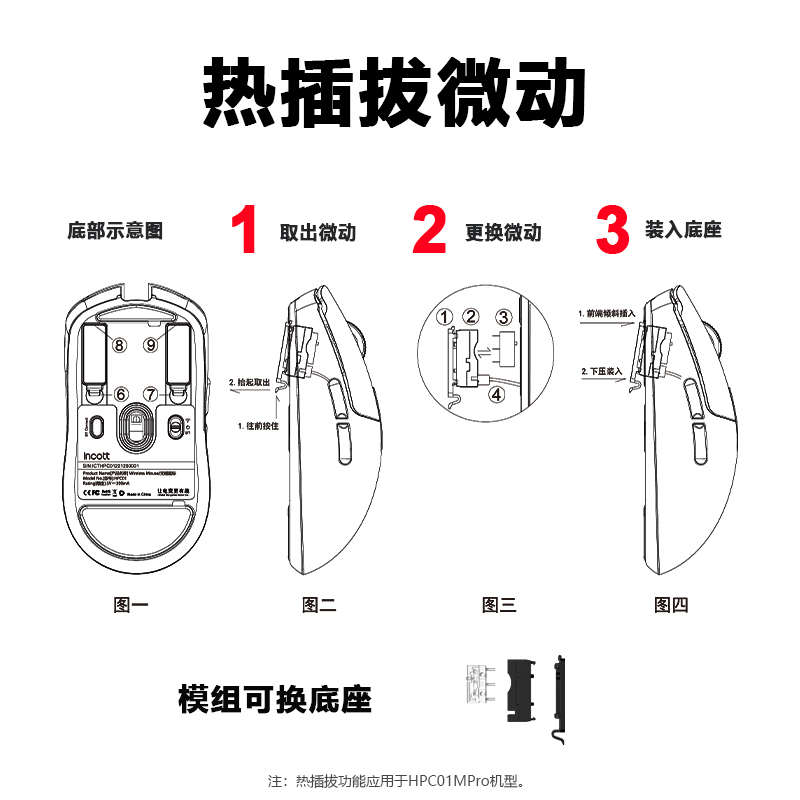 因科特HPC01M电竞鼠标微动热插拔游戏专用无线办公paw3395鼠标