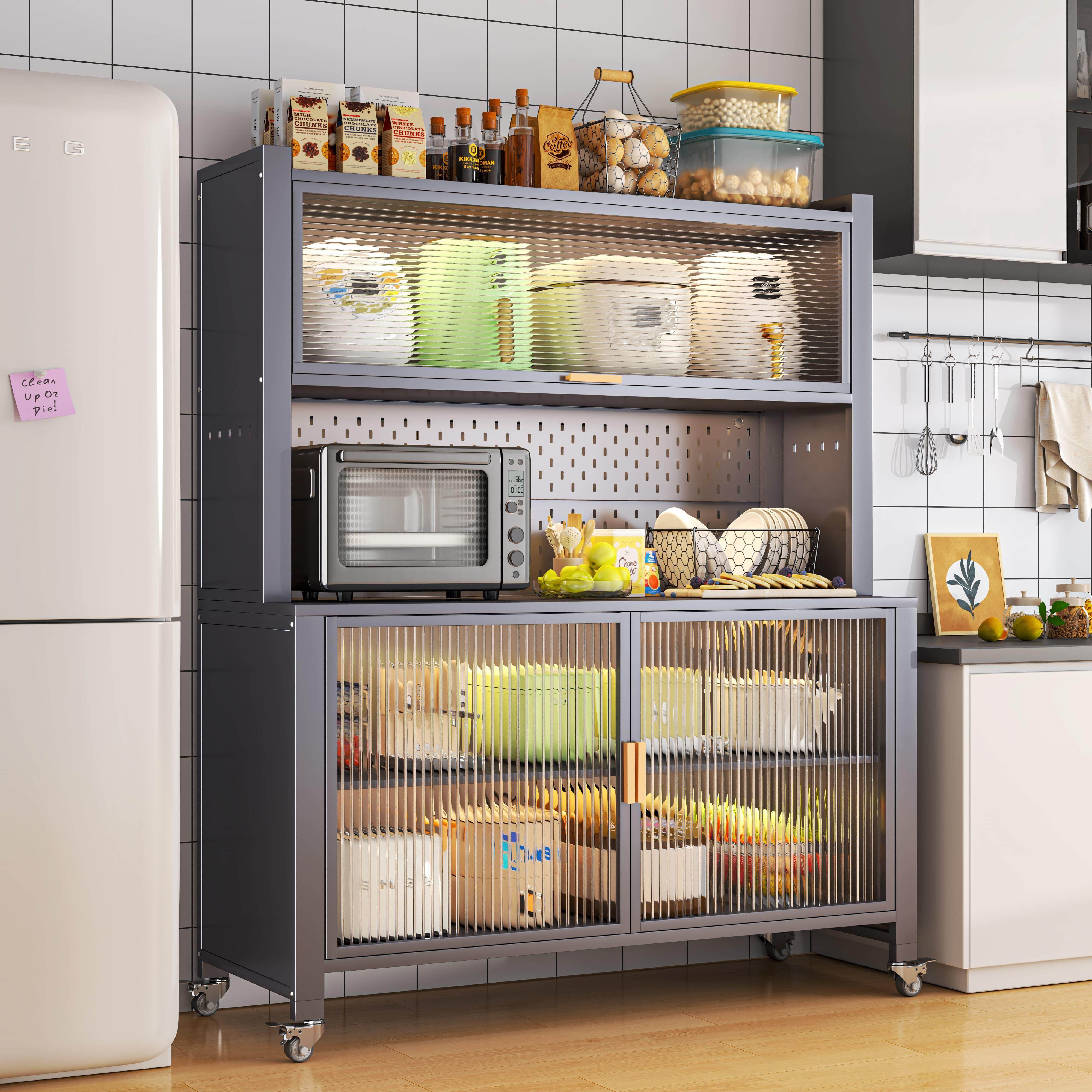 厨房置物架落地多层家用烤箱微波炉夹缝收纳层架电器多功能收纳柜