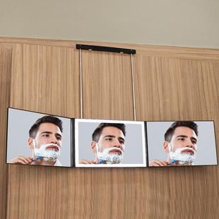 三面L面ED触摸化妆镜屏桌多角度发光镜挂立大寸高清镜307面尺折叠