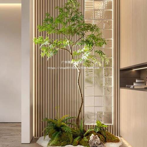 森空间仿真绿植造景户楼梯窗微景玄关角落橱植物摆天鹅绒造入件观