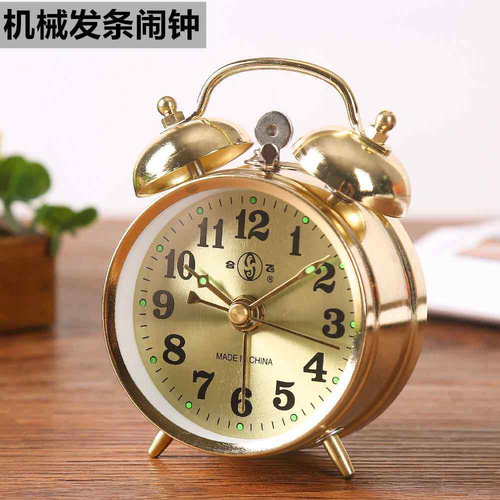 合飞全金属机芯创意复古怀旧卧室小型闹钟上发条机械打铃闹钟