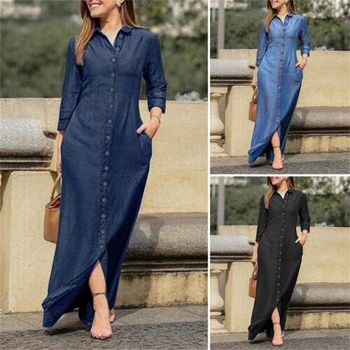 Street Style Seven-Quarter Sleeve Shirt Collar Button Front