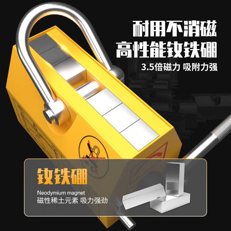 永磁起重器手动磁力吊具强力磁铁钢板吊钢材圆钢1吨3吨永磁吸盘