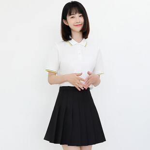 夏季幼儿园老师园服早教短袖运动polo衫套装女纯棉幼师工作服定制