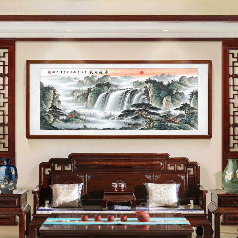 K6WY批发源远流长名家纯手绘山水画国画中式客厅办公室会议室挂画