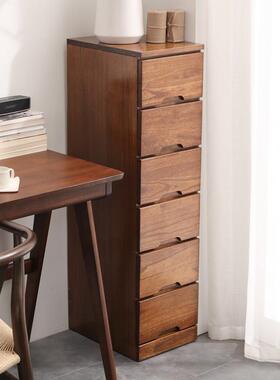 实木夹缝柜20/25/30cm抽屉式收纳柜窄缝隙柜储物五斗柜日式床头柜