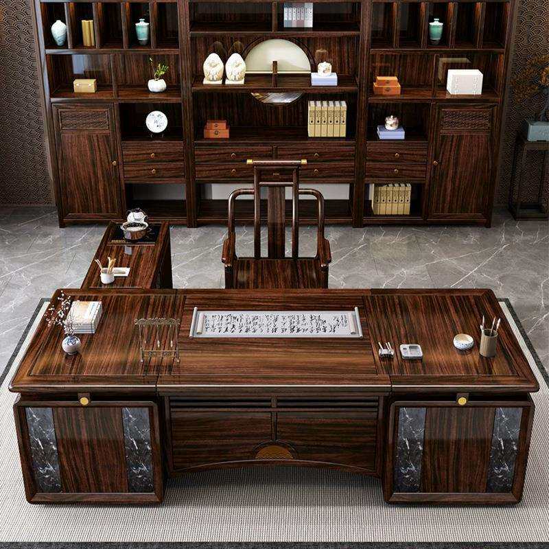 新中式实木老板桌总裁桌董事长办公室大班台高档轻奢办公家具整套