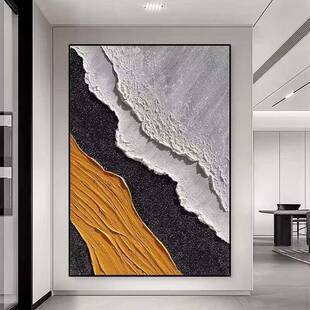 纯手绘油橙色VFO艺术玄装挂饰画现代抽象画关酒店民宿厚肌理立体