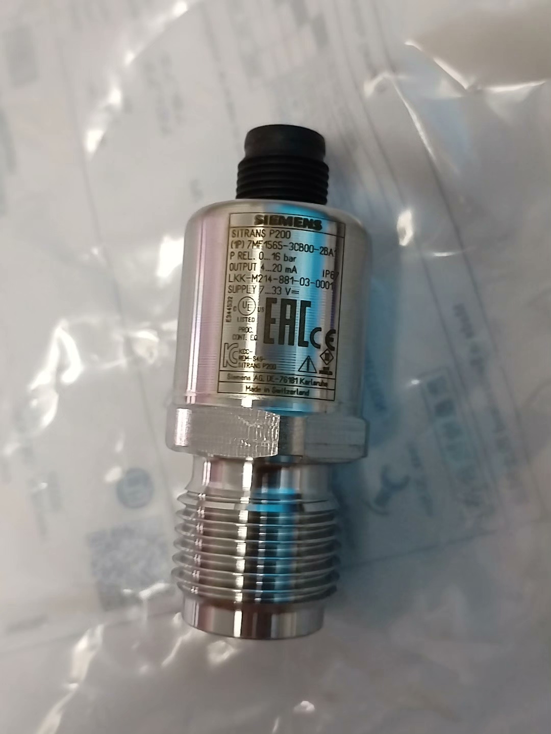 西门子压力传感器SITRANS P200，型号7MF1565