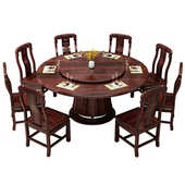 新中式 乌金木实木餐桌现代简约餐厅饭店包厢家用客厅聚会古典圆桌