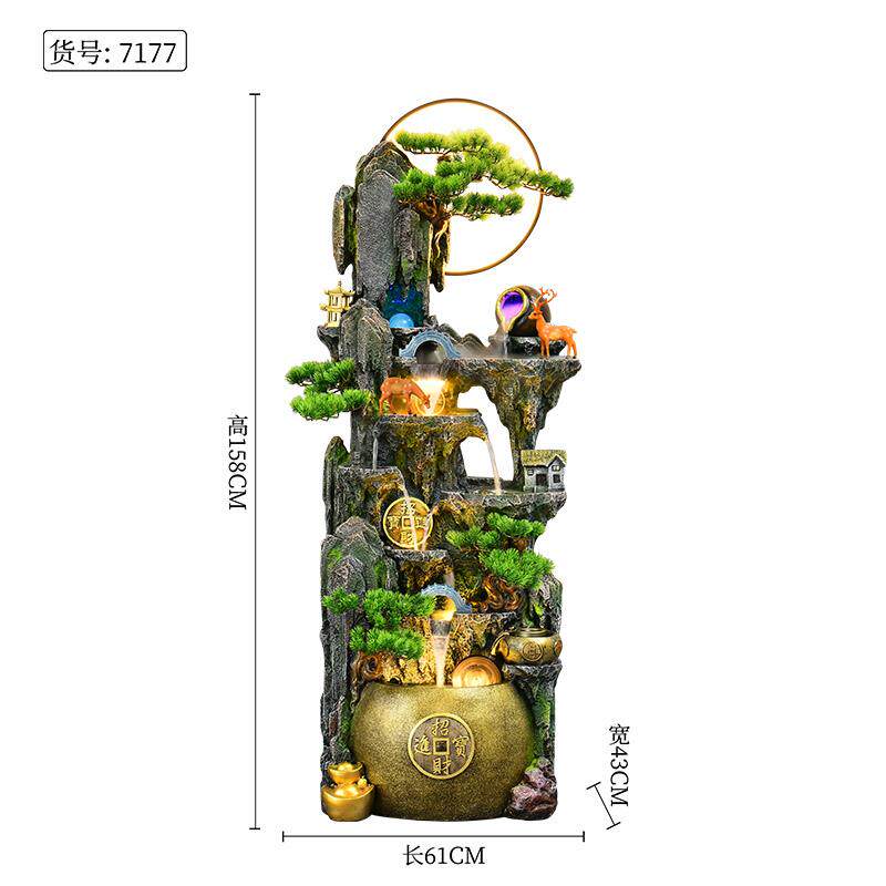 高档式墙会所布景田园石磨水幕墙中流水件屏风庭院喷泉自循环水摆
