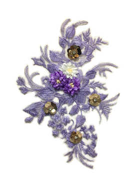 隆盛彩色刺绣小梅花蕾丝立体粘花刺绣DIY紫色牡丹花布贴花补丁贴