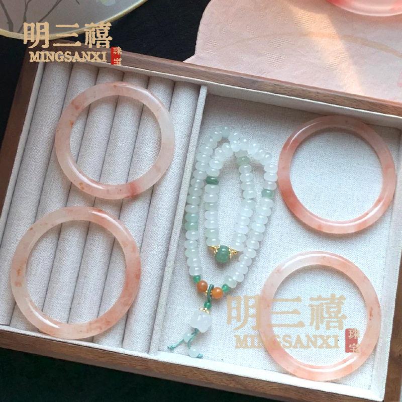 2026桃花酿手镯天然金丝玉细圆条新中式少女款美人条佘太翠玉石镯