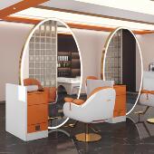 理发店镜台落地单双面美发镜子发廊专用带灯剪发烫染镜子柜子一体