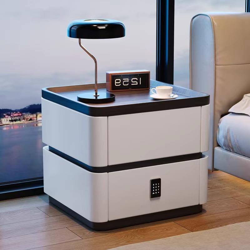 爱莱德床头柜40cm可移动简约现代家用卧室带锁储物柜小型实木床边置物柜