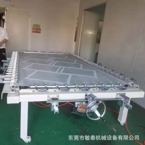 厂家直销半自动丝印机械拉网机气动高张力涡轮蜗杆双铝夹头绷网机
